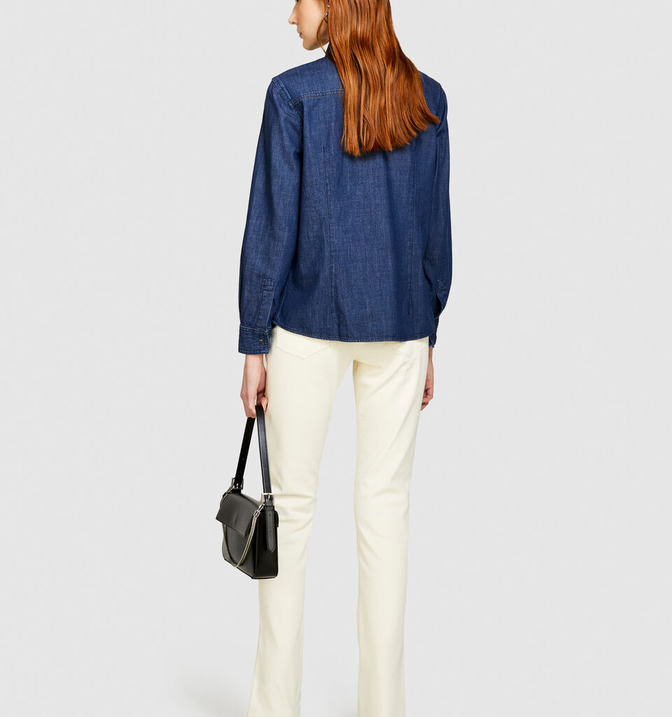 Camisa de jeans comfort fit - camisas para mulher - Azul-Escuro | Sisley image number 3